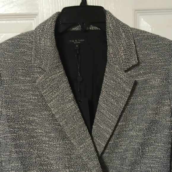 Rag & Bone Josie Italian Tweed Blazer In Blue And White - Picture 7 of 13